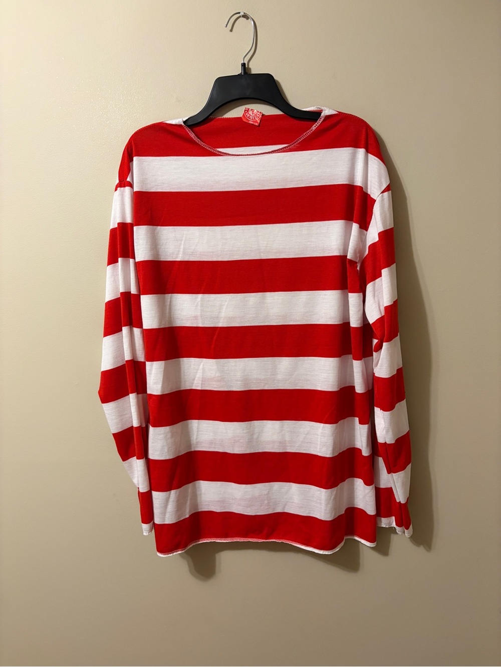 Where’s Waldo Men's Red & White Striped Long Sleeve Tee Size L/XL